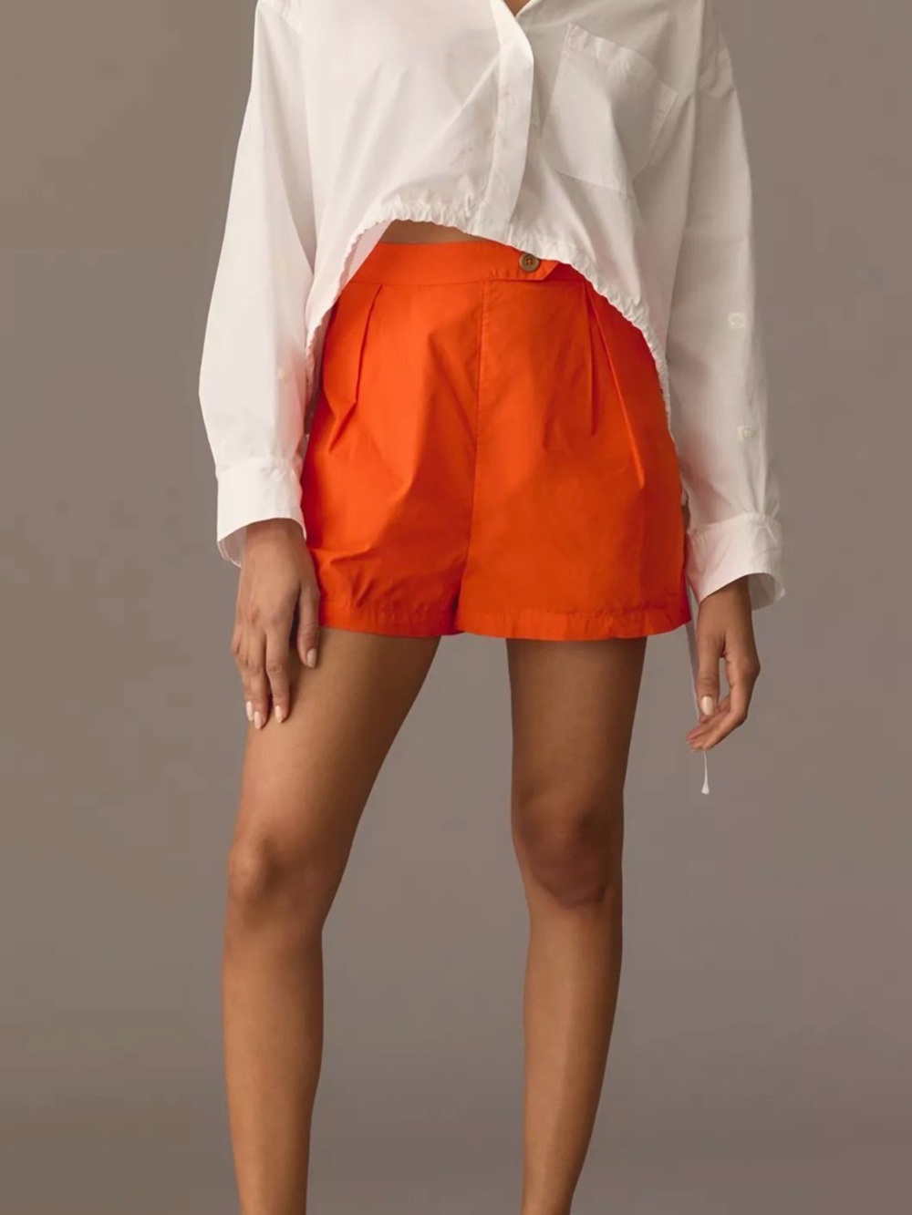 Maeve Anthropologie High-Waist Bright Orange Tailored Shorts size 6 poplin
